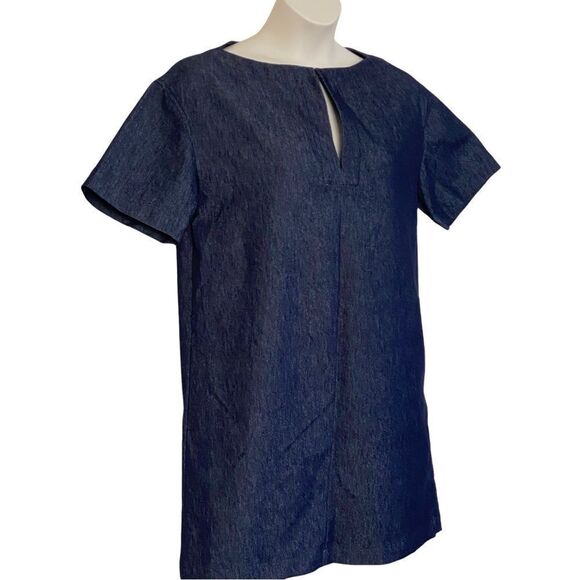 Theory Classic Jean Dark Denim Shift Mini Dress Sz 10 - Picture 5 of 16